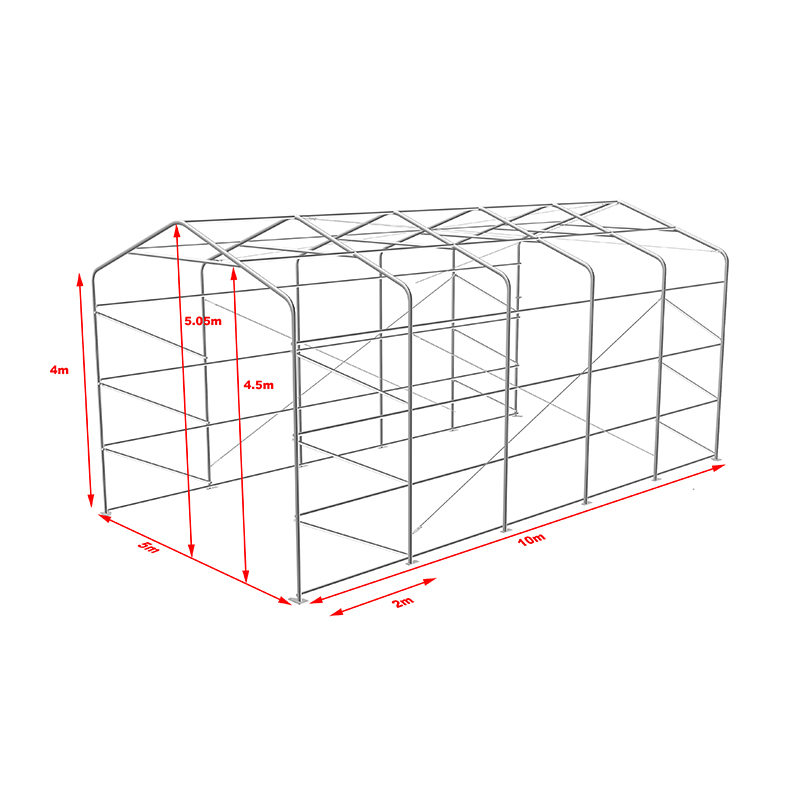 Lều lưu trữ kho ngoài trời 5X10 4m Nhà để xe lớn linh hoạt