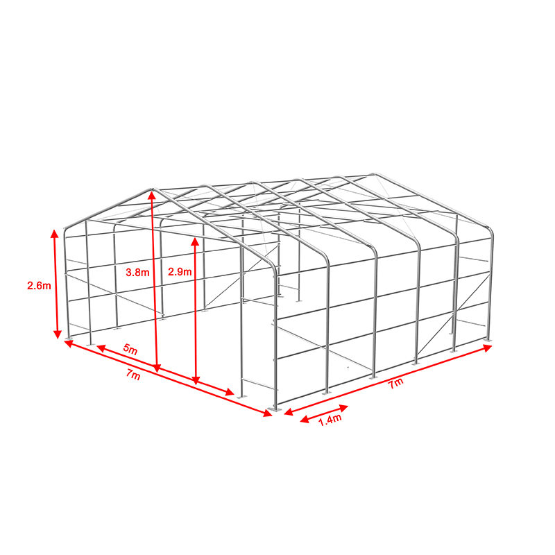 7x7 2,6m Nhà kho công nghiệp và thương mại Sideheight Lều bóng râm Hội trường lều di động