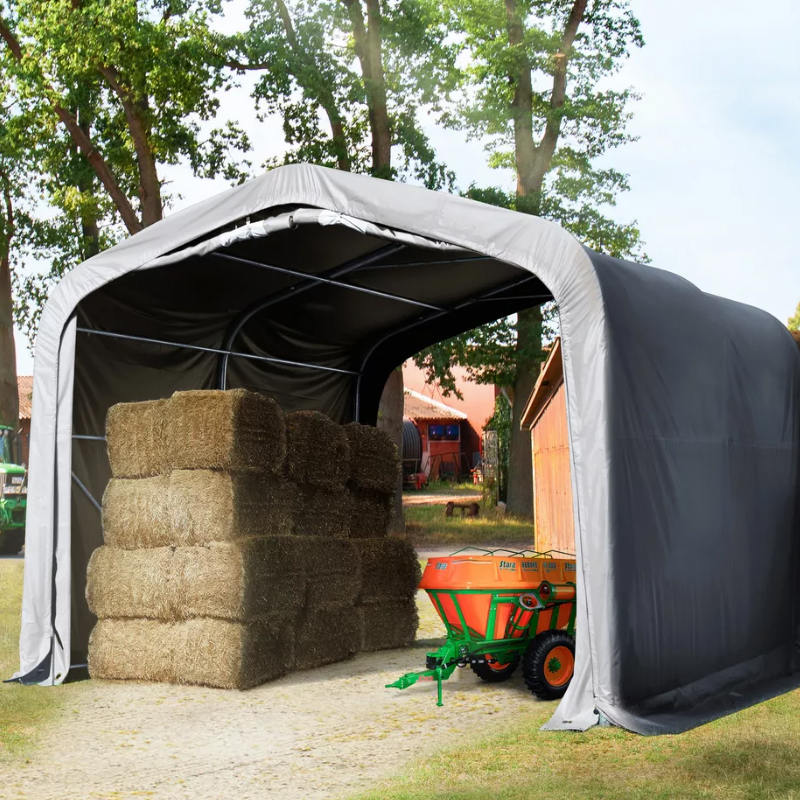 Nơi trú ẩn bóng râm đồng cỏ 4x4m-2,6m Kho lưu trữ ngoài trời hạng nặng Nhà kho Corral Shelter