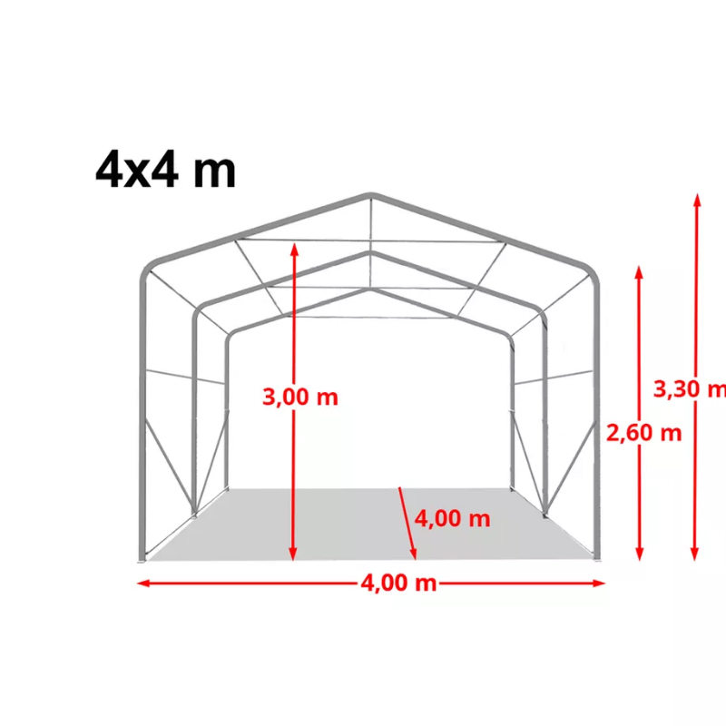 Nơi trú ẩn bóng râm đồng cỏ 4x4m-2,6m Kho lưu trữ ngoài trời hạng nặng Nhà kho Corral Shelter