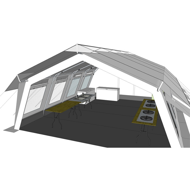 Lều trung tâm đa năng tiêu chuẩn 42m2 của UNICEF có mái che tích hợp/có thể tháo rời