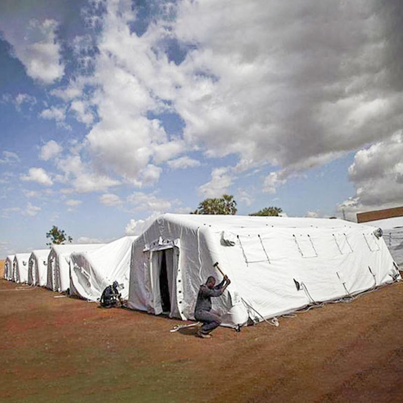 5,6x9,95m Nơi trú ẩn triển khai nhanh trung bình đa năng Lều bơm hơi áp suất thấp